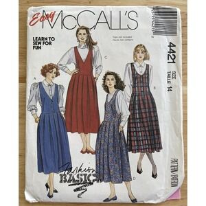 4421 McCalls SEWING Pattern UNCUT Misses' Size 14 drop waist jumper dress